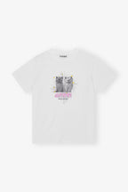 GANNI White Basic Jersey Kittens Relaxed T-shirt | 短袖貓貓上衣 (白色) - LondonKelly 英國名牌代購