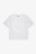 GANNI White Heavy Cotton Heart T-Shirt | 短袖上衣 (白色) - LondonKelly 英國名牌代購