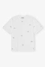 GANNI White Heavy Cotton Rhinestone T-shirt | 短袖上衣 (白色) - LondonKelly 英國名牌代購