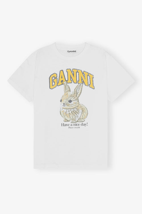 GANNI White Relaxed Jersey Bunny T-shirt | 短袖兔仔上衣 (白色) - LondonKelly 英國名牌代購
