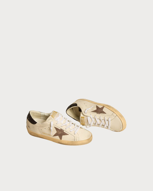GOLDEN GOOSE Super - Star LTD with laminated leather star and black glitter heel tab | 金鹅 Super - Star LTD 搭配镀膜皮革星星与黑色亮片后跟标签(白色) - LondonKelly 英国名牌代购
