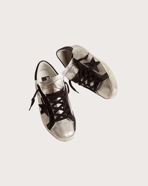 GOLDEN GOOSE Women's Super - Star in silver leather with contrasting inserts - LondonKelly 英国名牌代购