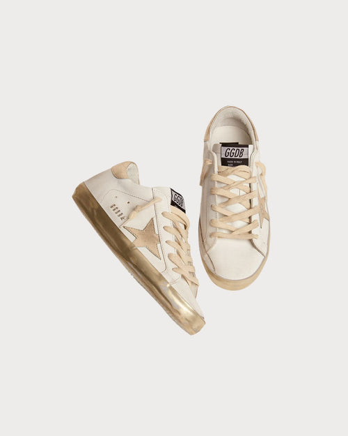 GOLDEN GOOSE Women's Super - Star with gold sparkle foxing and metal stud lettering | 黄金鹅 女款 Super - Star 搭配金色闪亮鞋边与金属铆钉字母(白色) - LondonKelly 英国名牌代购