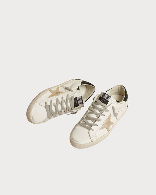 GOLDEN GOOSE Women's Super - Star with gold star and black glitter heel tab | 黄金鹅 女款 Super - Star 搭配金色星星与黑色亮片后跟标签(白色) - LondonKelly 英国名牌代购