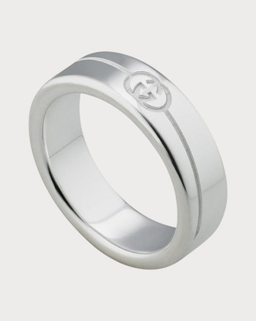 GUCCI Diagonal Interlocking G Ring | 古驰 戒指 (银色) - LONDONKELLY 英国名牌代购
