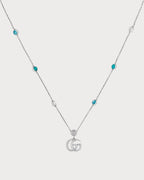 GUCCI Double G Mother of Pearl Necklace Silver Green | 古驰 颈链 (银色/绿色) - LONDONKELLY 英国名牌代购