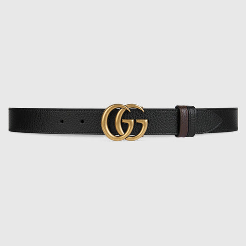 GUCCI Reversible Belt with Double G Buckle | 古馳 皮帶 (3CM/黑啡色) - LondonKelly 英國名牌代購