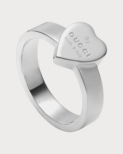 GUCCI Trademark Ring with Heart Pendant | 古驰 心形戒指 (银色) - LONDONKELLY 英国名牌代购