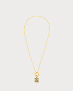 LOEWE Anagram Pendant in Sterling Silver and Enamel | 罗意威 颈链 (金色/绿色) - LondonKelly 英国名牌代购
