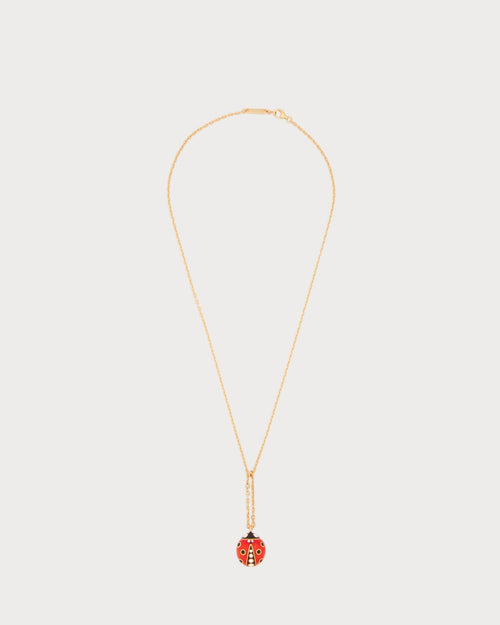 LOEWE Dangling Ladybug Necklace in Sterling Silver Enamel and Crystals | 罗意威 颈链 (金色) - LondonKelly 英国名牌代购