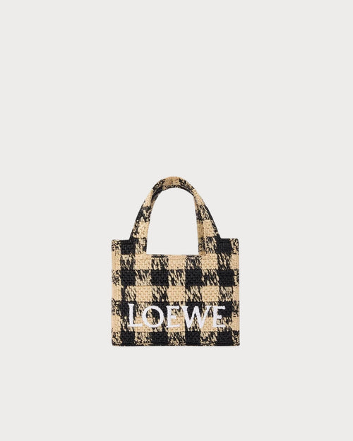 LOEWE Mini Loewe Font Tote in Raffia | 罗意威 迷你草编袋 (黑啡色) - LondonKelly 英国名牌代购
