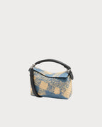 LOEWE Small Puzzle Edge Bag in Raffia and Calfskin | 罗意威 草编袋 (蓝色) - LondonKelly 英国名牌代购