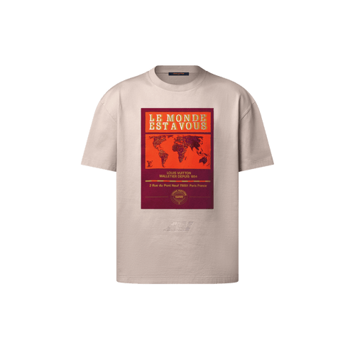 LOUIS VUITTON 1AHCKV Embellished Graphic Cotton T-Shirt | 路易威登 男仕上衣 (米色) - LondonKelly 英國名牌代購
