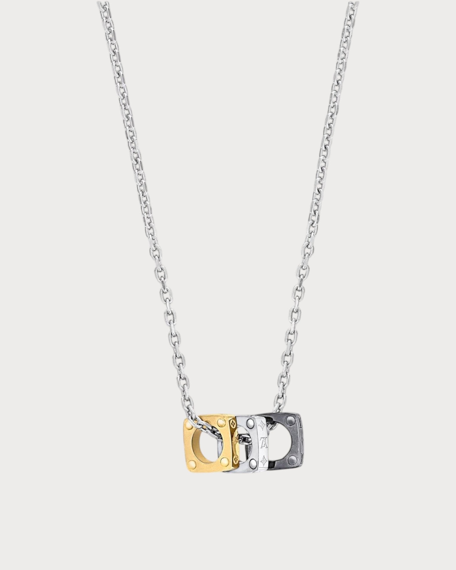 LOUIS VUITTON M00675 Men's Monogram Bold Necklace(Silver
