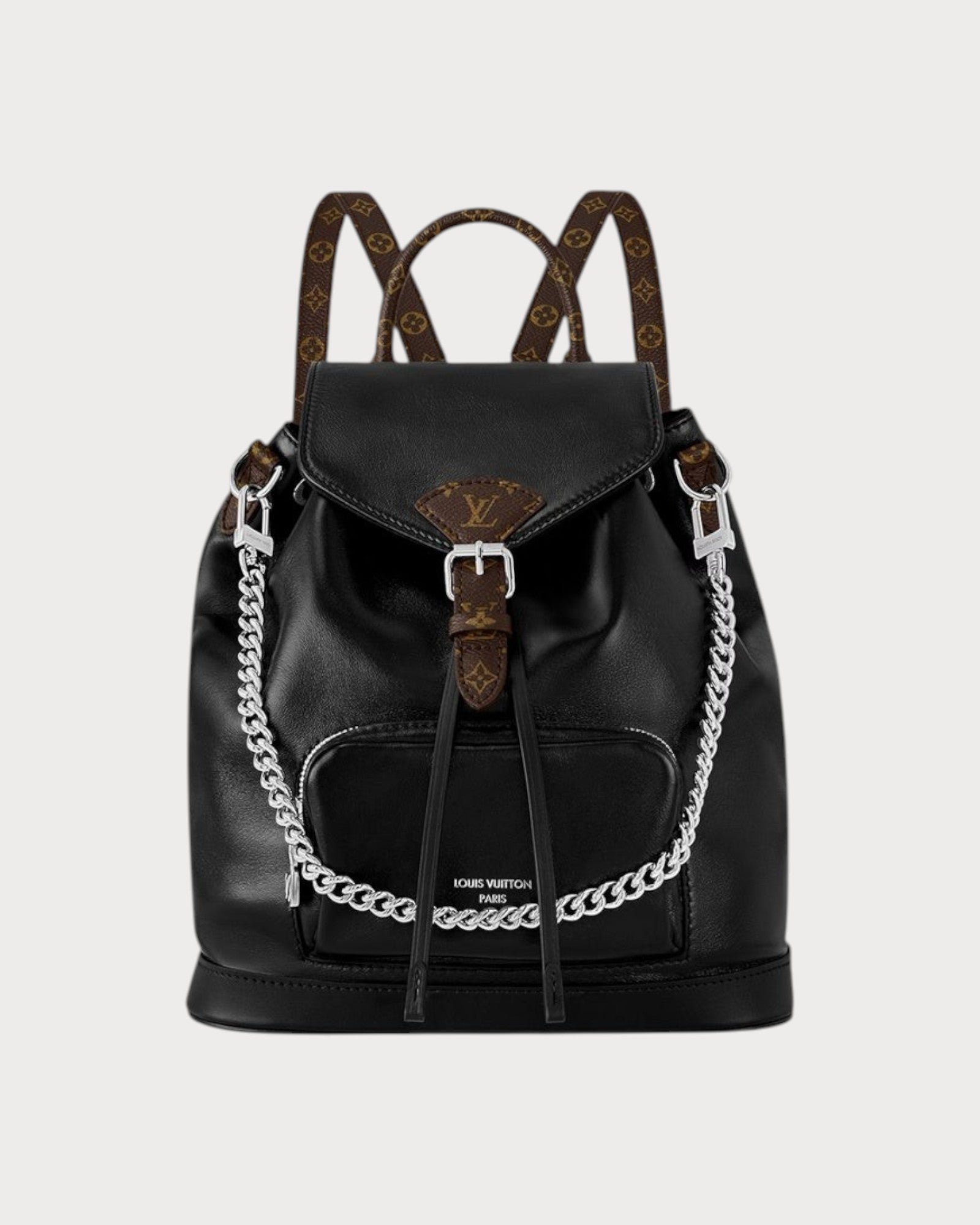 black louis vuitton backpack women's LOUIS VUITTON M12587 Montsouris Vibe Backpack Lambskin(PM/Black)