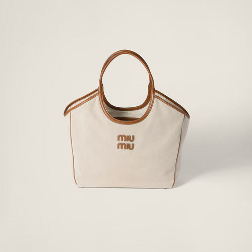MIU MIU Ivy Canvas and Leather Tote Bag Large | 繆繆 手提袋 (大碼/多色) - LondonKelly 英國名牌代購