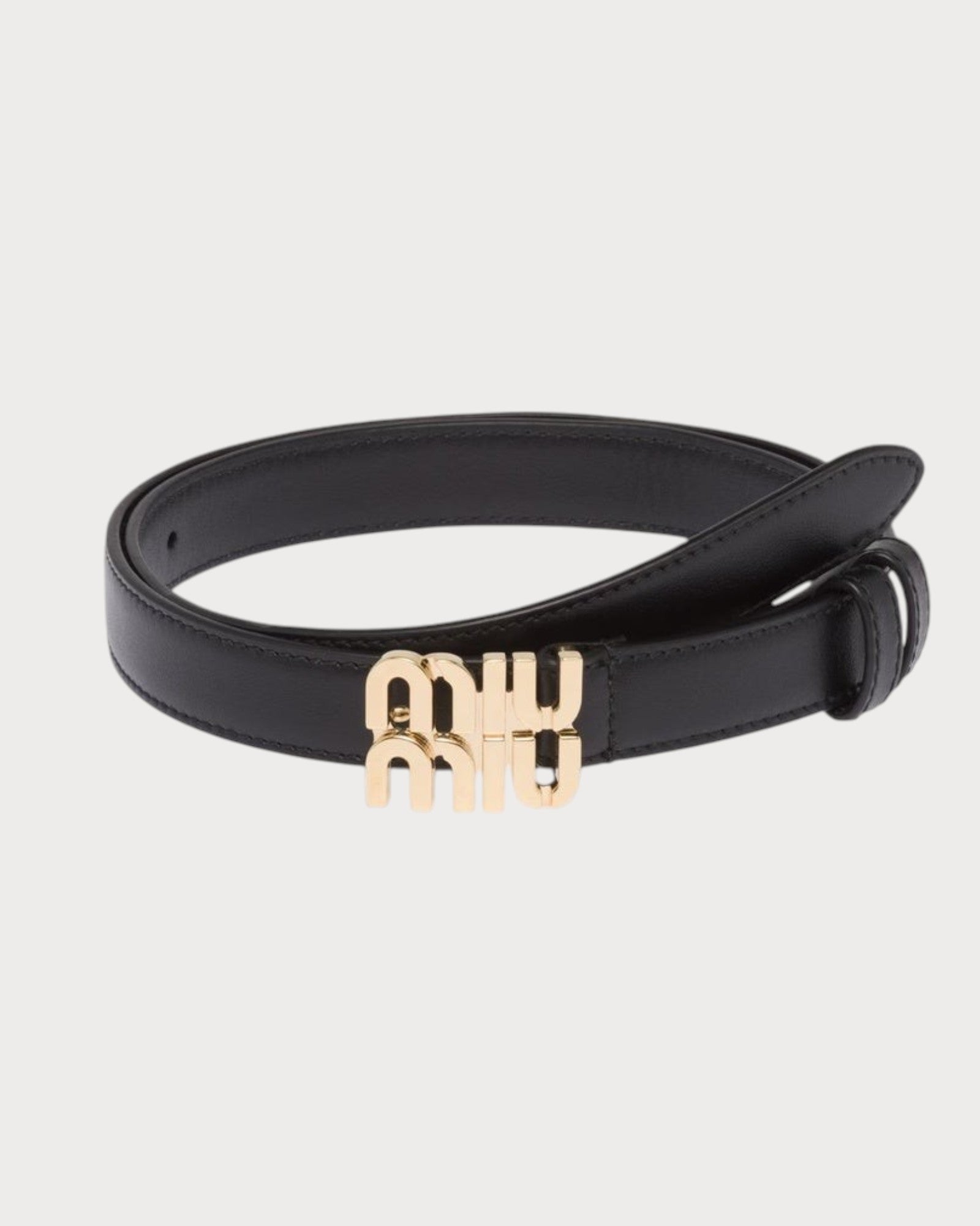 Miu Miu Black Textured Leather Belt with Stamped Code (distressed/vintage look) vintage Miu Miu Belts for Women - Vestiaire Collective main image 3