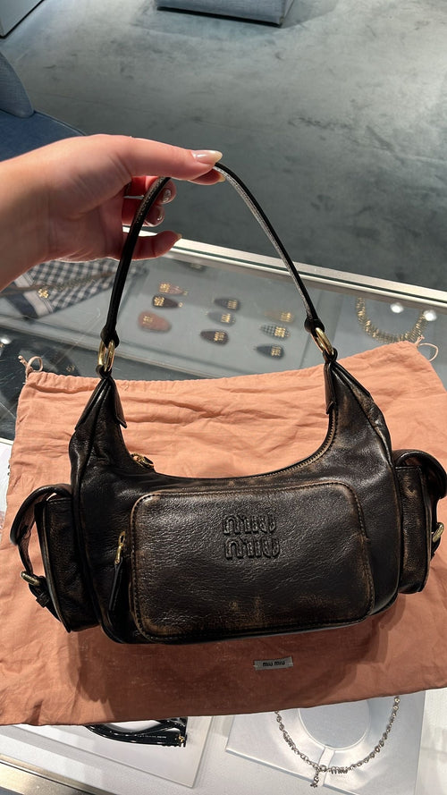 MIU MIU Pocket Nappa Leather Bag | 缪缪 手袋 (深啡色) - LondonKelly 英国名牌代购