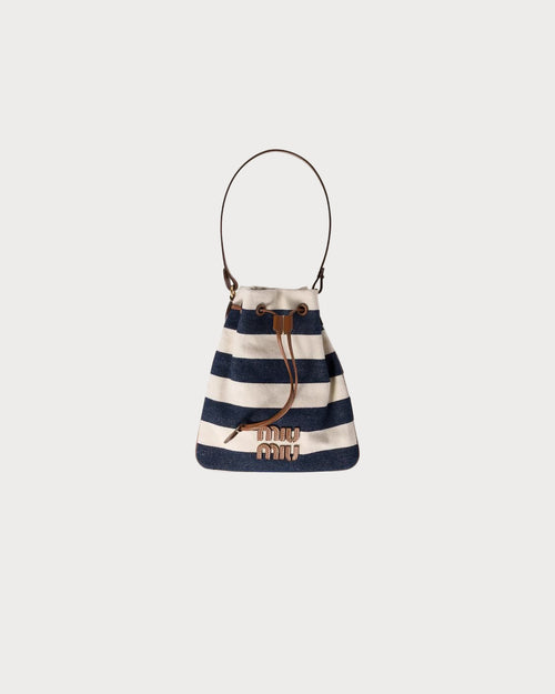 MIU MIU Striped Fabric Drawstring Pouch | 缪缪 手袋 (蓝白色) - LondonKelly 英国名牌代购