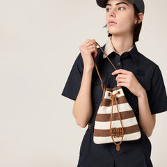 MIU MIU Striped Fabric Drawstring Pouch | 繆繆 手袋 (藍白色) - LondonKelly 英國名牌代購