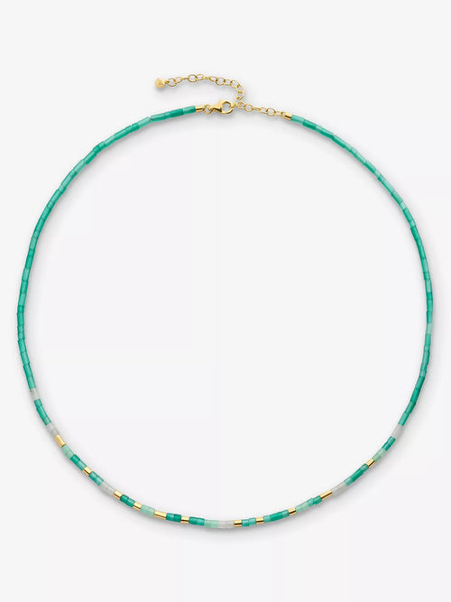 MONICA VINADER Delphi Gemstone 18ct Yellow Gold Vermeil And Green Onyx Beaded Necklace | 頸鏈 (綠色) - LondonKelly 英國名牌代購