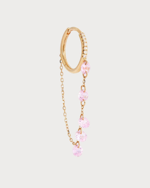 PERSEE Yellow Gold, Diamond and Sapphire Danae Single Earring | 黃金鑽石藍寶石達娜伊單耳環 (粉色) - LondonKelly 英國名牌代購