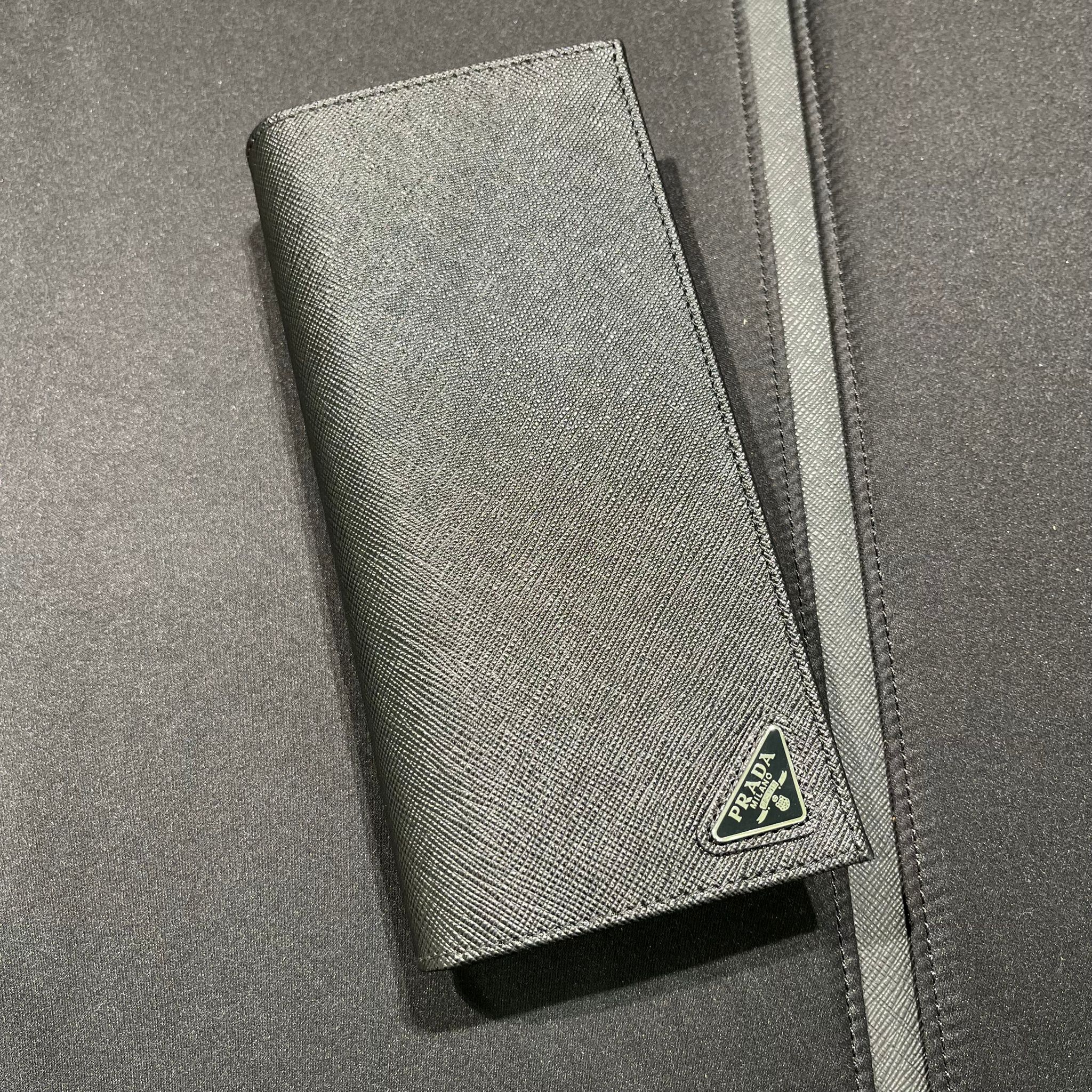 PRADA 2MV836 Men's Saffiano Leather Long Wallet(Black
