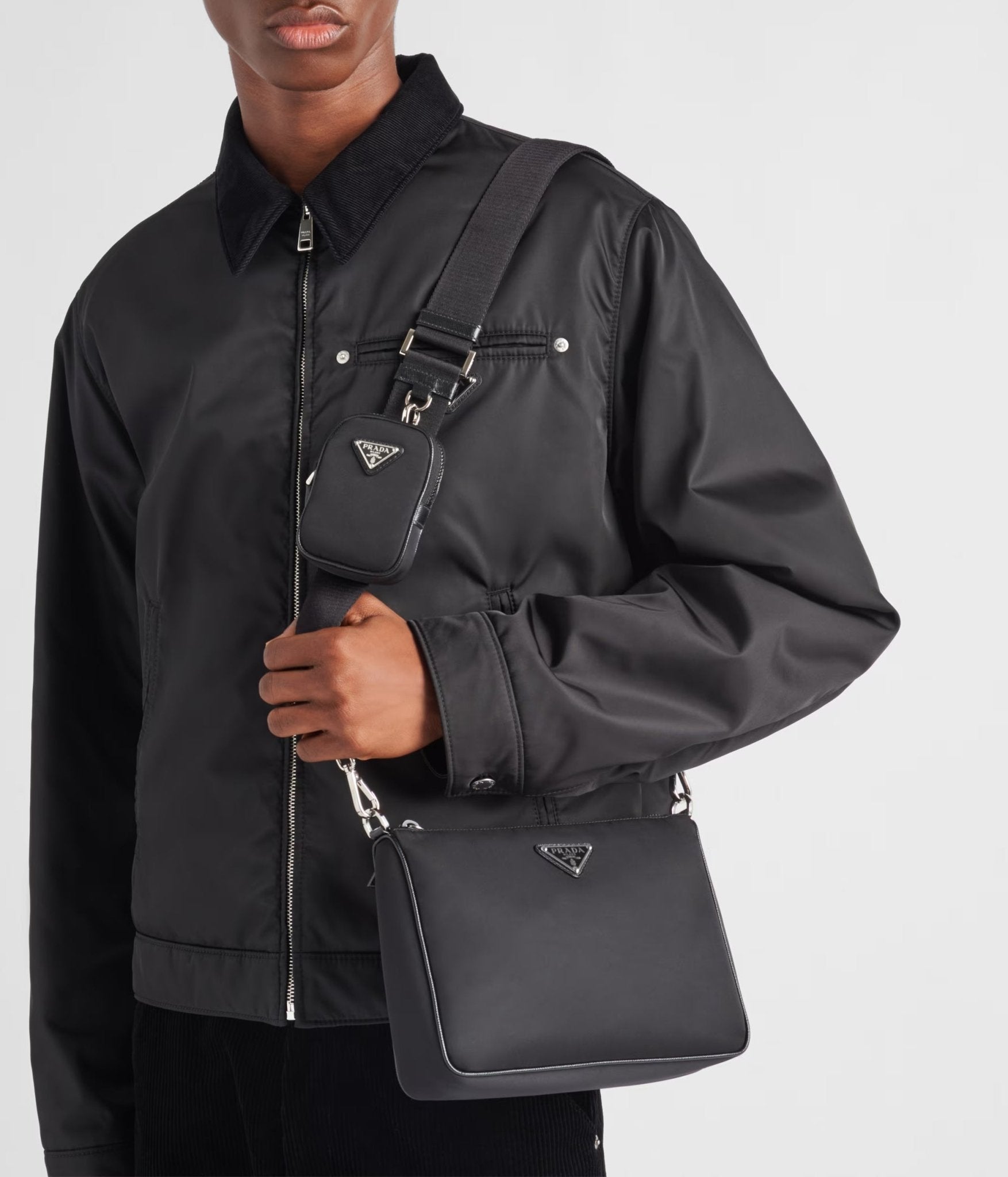 バッグ PRADA SPORT 2WAY MESSENGER SHOULDER BAG PRADA 2VH113 Men's Re-Nylon and Saffiano Leather Shoulder Bag