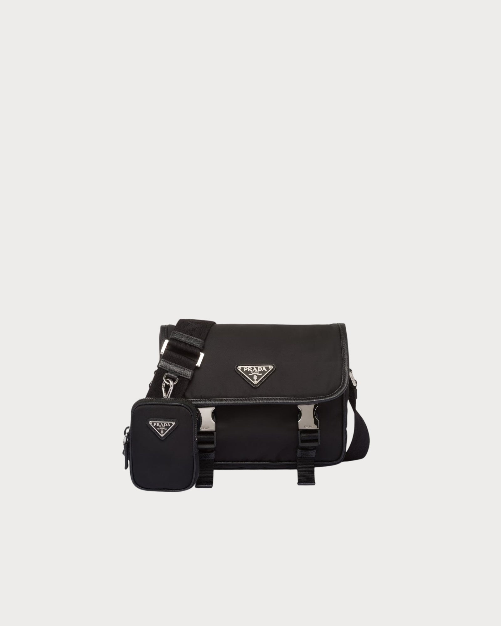 PRADA 2VD034 Re-Nylon Saffiano Leather Shoulder Bag(Black
