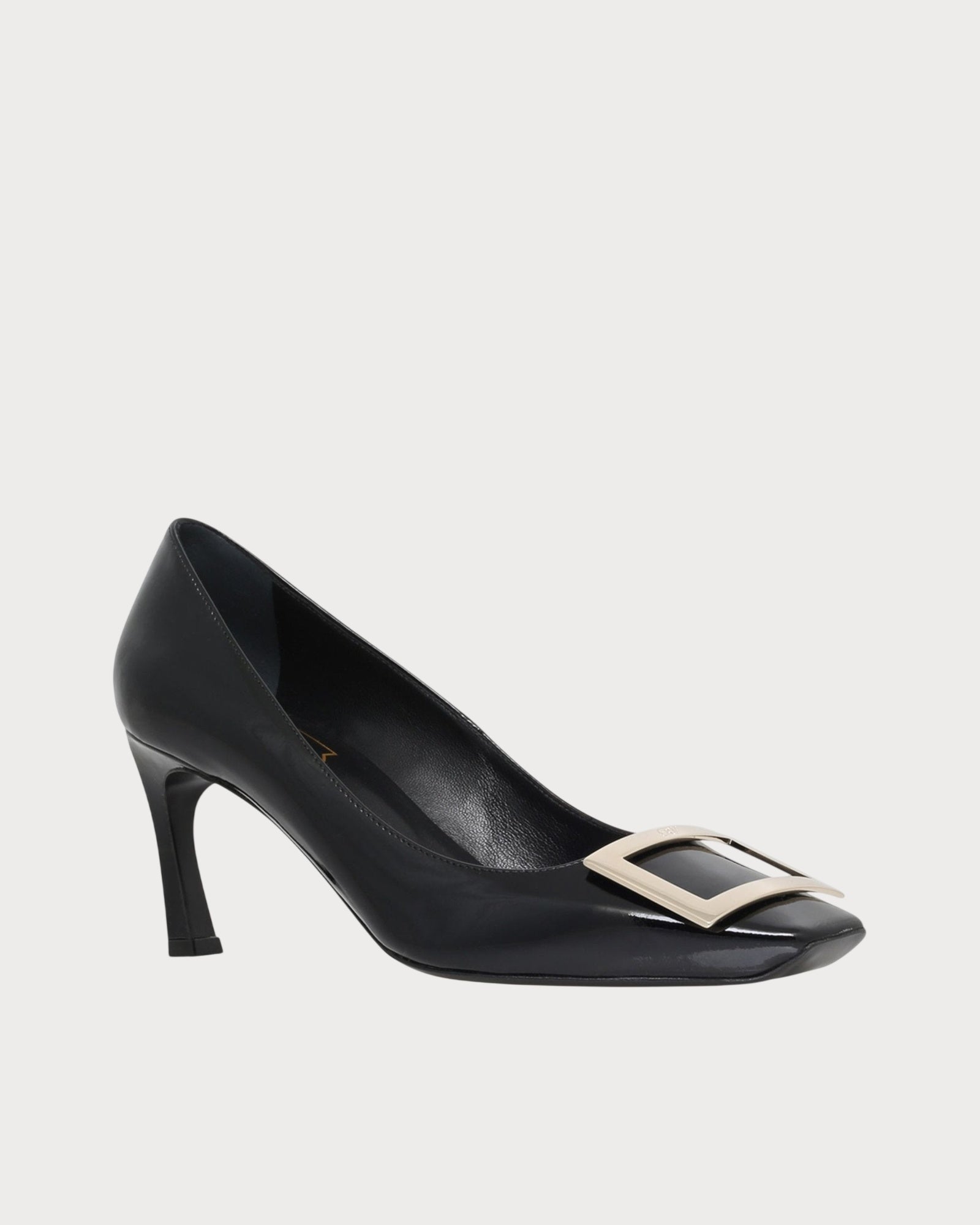 ROGER VIVIER Patent Trompette Metal Buckle Pumps(Black Patent