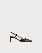 ROGER VIVIER Viv' Canard Slingback Pumps in Leather | RV 皮革后带高跟鞋 (黑色) - LondonKelly 英国名牌代购