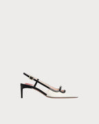 ROGER VIVIER Viv’ Canard Slingback Pumps in Patent Leather | RV 漆皮后带高跟鞋 (黑白色) - LondonKelly 英国名牌代购