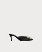 ROGER VIVIERE Efflorescence Mules in Satin | RV 緞面穆勒鞋 (黑色) - LondonKelly 英國名牌代購