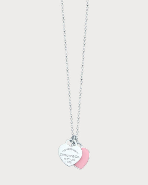 TIFFANY & CO. Return to Tiffany Pink Double Heart Tag Pendant in Silver | 蒂芙尼 心心頸鏈 (粉紅色) - LONDONKELLY 英國名牌代購