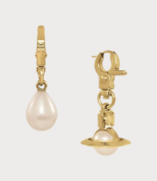 VIVIENNE WESTWOOD Claude Small Mismatched Drop Earrings | 西太后 耳環 (金色) - LONDONKELLY 英國名牌代購