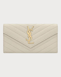 YSL Cassandre Matelasse LARGE Flap Grain Leather Wallet (Many Colours) - LONDONKELLY
