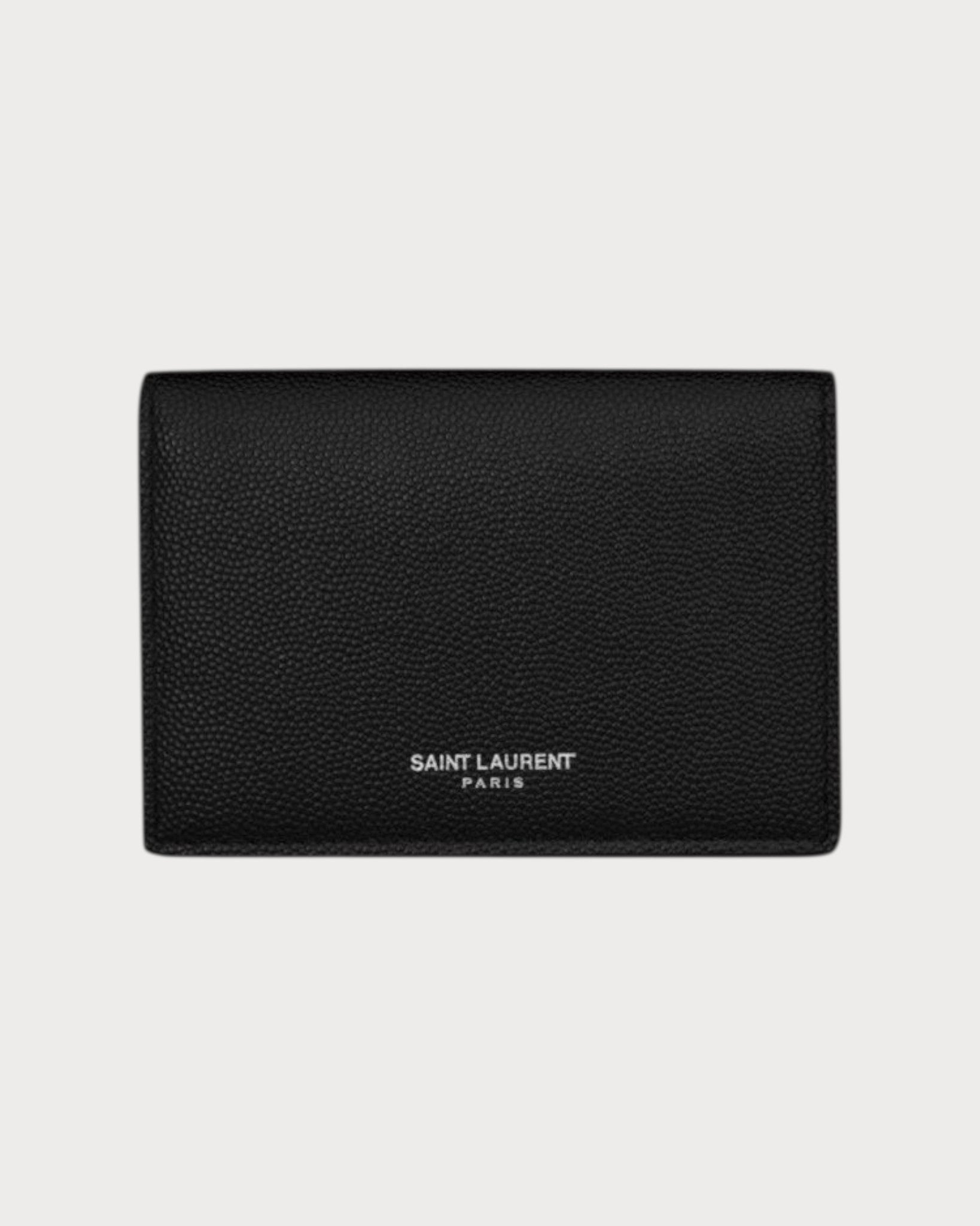 聖羅蘭 男仕 Saint Laurent Paris Business Flap Grain 皮革卡套(黑色