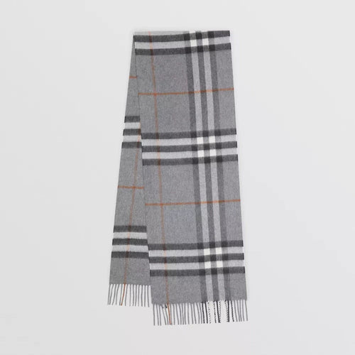 BURBERRY Classic Check Cashmere Scarf | 博柏利 經典頸巾 (Grey)