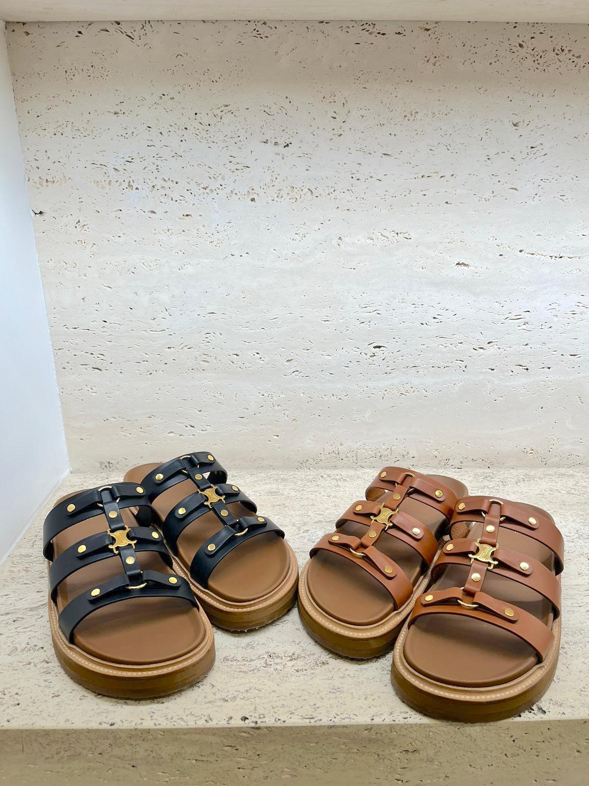 CELINE Leather Slides Tippi Leather(2 Colors) | LONDONKELLY 