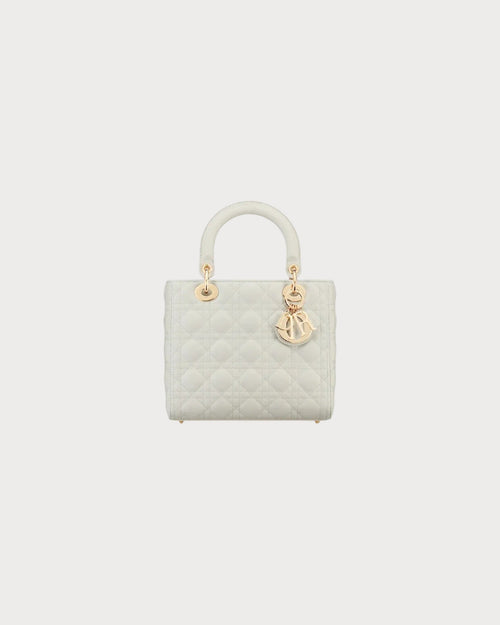 CHRISTIAN DIOR Medium Lambskin Lady Dior Bag | 迪奧 手袋 (White)