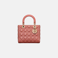 CHRISTIAN DIOR Medium Lambskin Lady Dior Bag | 迪奧 手袋 (Cherry Red)