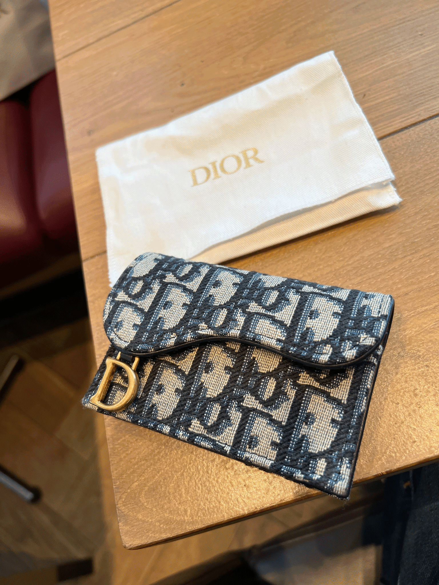 CHRISTIAN DIOR Saddle Flap Card Holder Oblique Jacquard(2 Colors