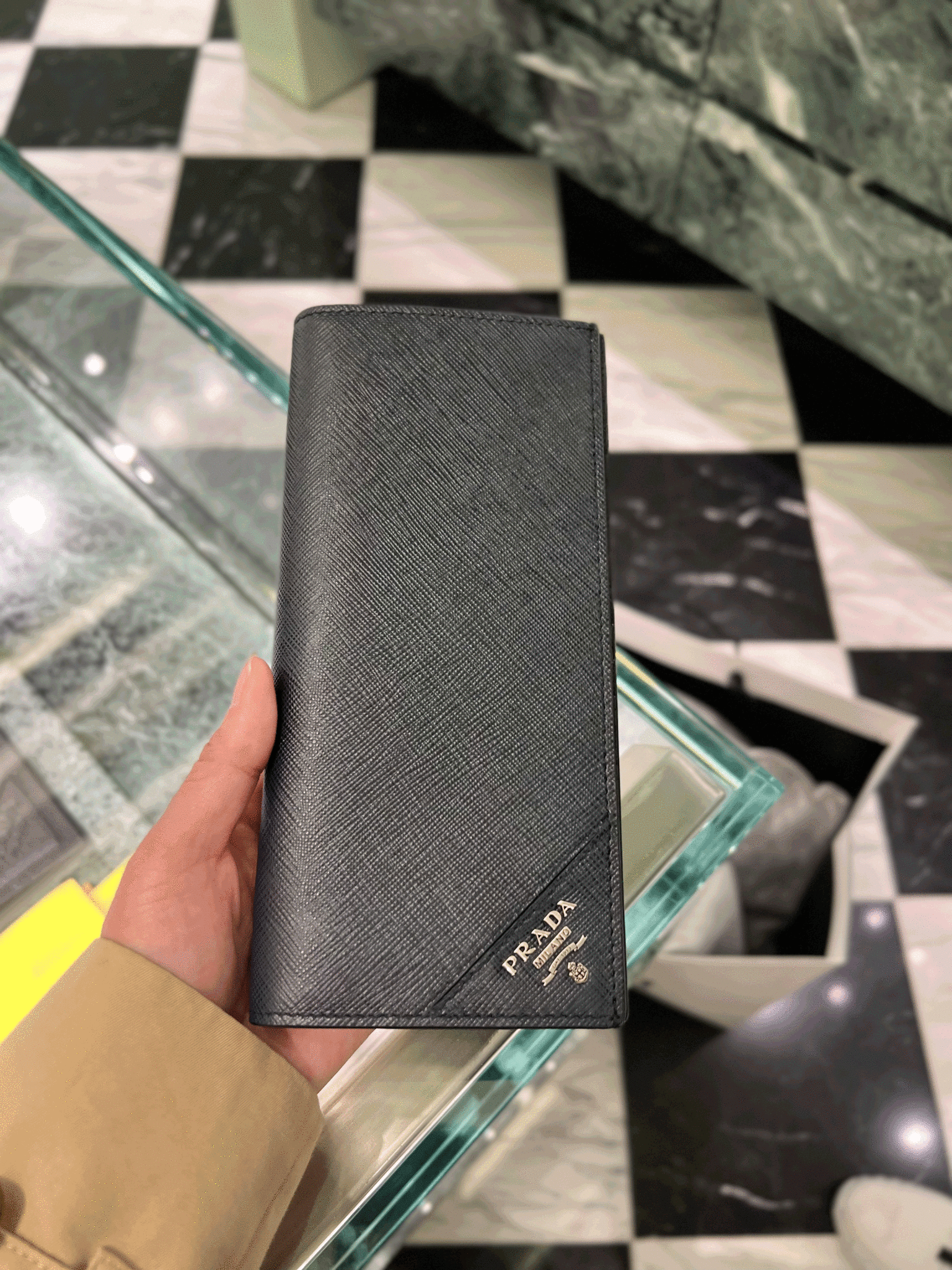 PRADA 2MV836 Men's Saffiano Leather Long Wallet(2 Colors