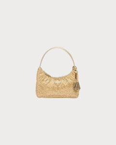 PRADA Satin Mini Hobo Bag with Crystals | 普拉達 手袋 (Gold)