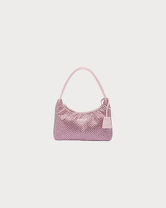 PRADA Satin Mini Hobo Bag with Crystals | 普拉達 手袋 (Pink)