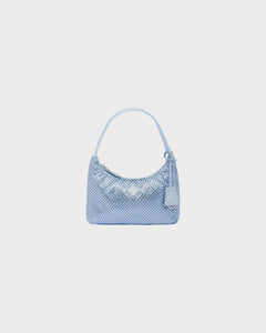 PRADA Satin Mini Hobo Bag with Crystals | 普拉達 手袋 (Blue)