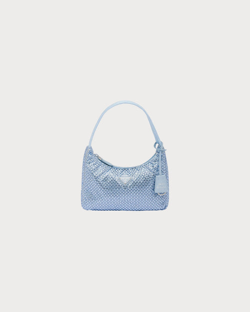 PRADA Satin Mini Hobo Bag with Crystals | 普拉達 手袋 (Blue)