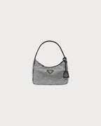 PRADA Satin Mini Hobo Bag with Crystals | 普拉達 手袋 (Black)
