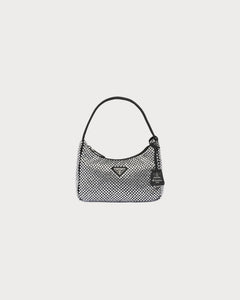 PRADA Satin Mini Hobo Bag with Crystals | 普拉達 手袋 (Black)
