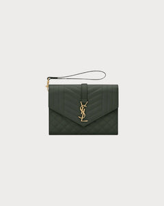 YSL Envelop Flap Grain Leather Pouch (4 Colours) - LONDONKELLY